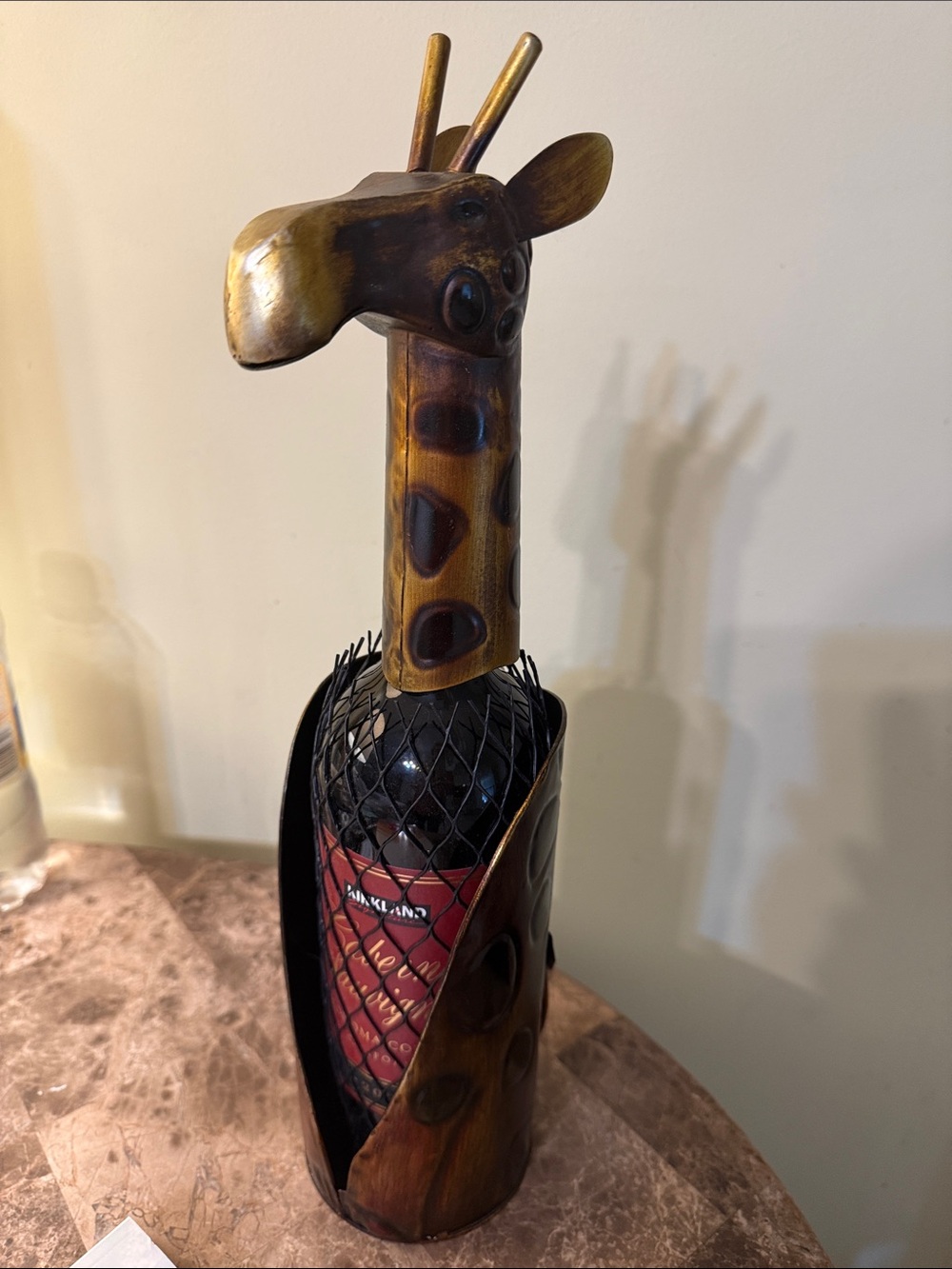 Pier I Metal 2 Piece Giraffe Wine Bottle Holder - Brown & Gold